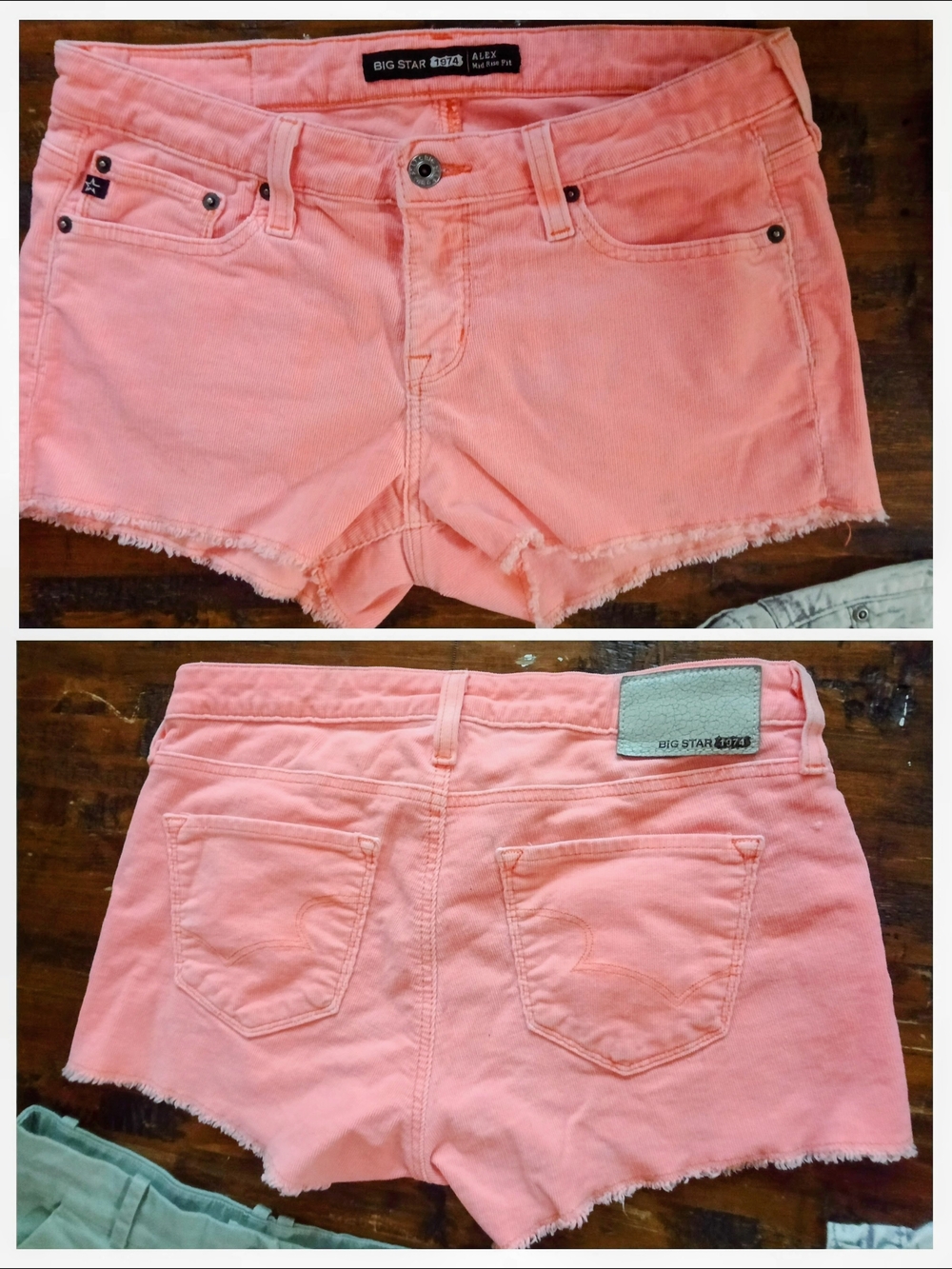 Big Star Coral Pink Denim Cutoff Shorts